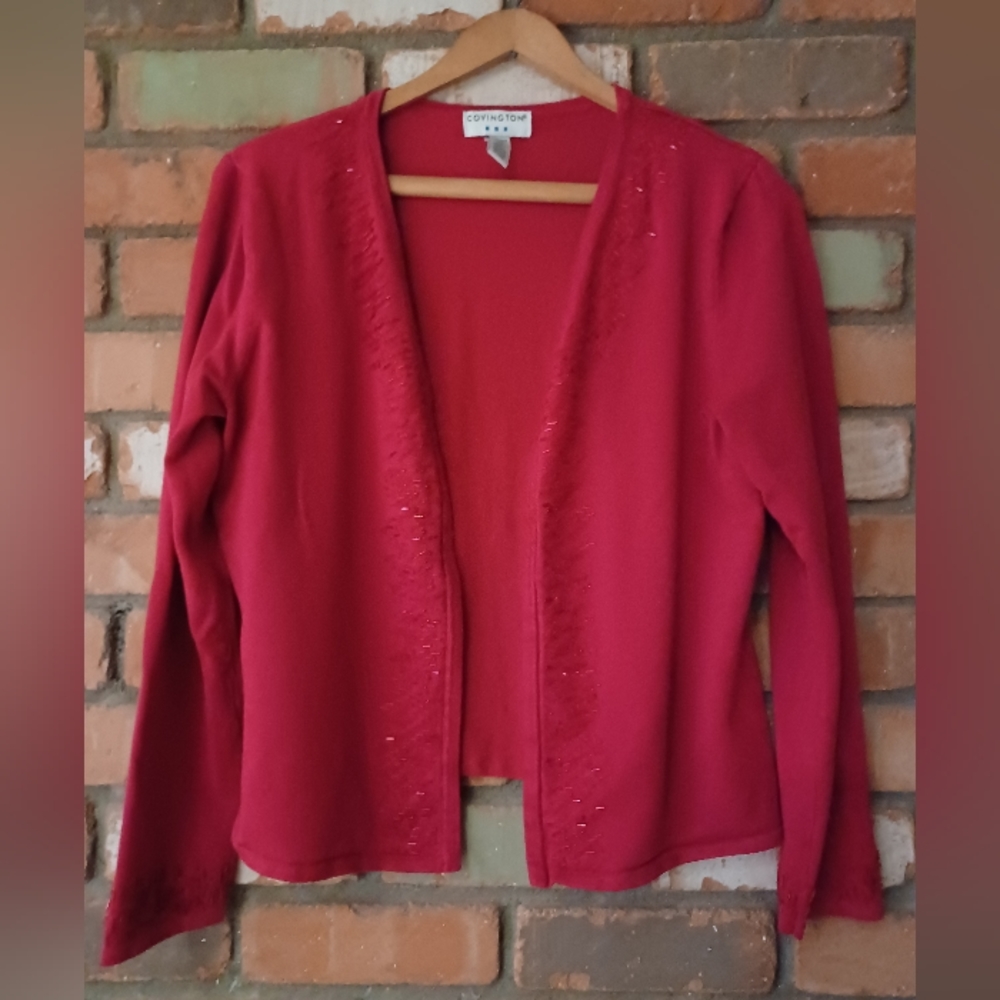 Red cardigan